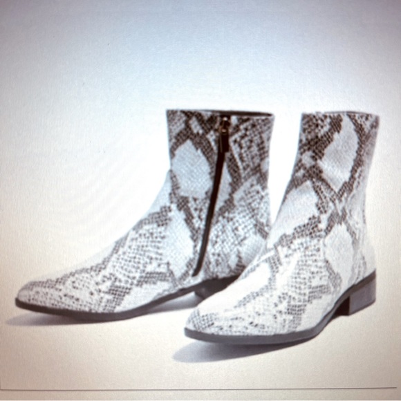 Topshop Klaus Python Snake Print Block Heel Ankle Booties Sz EU 38 - Picture 6 of 11